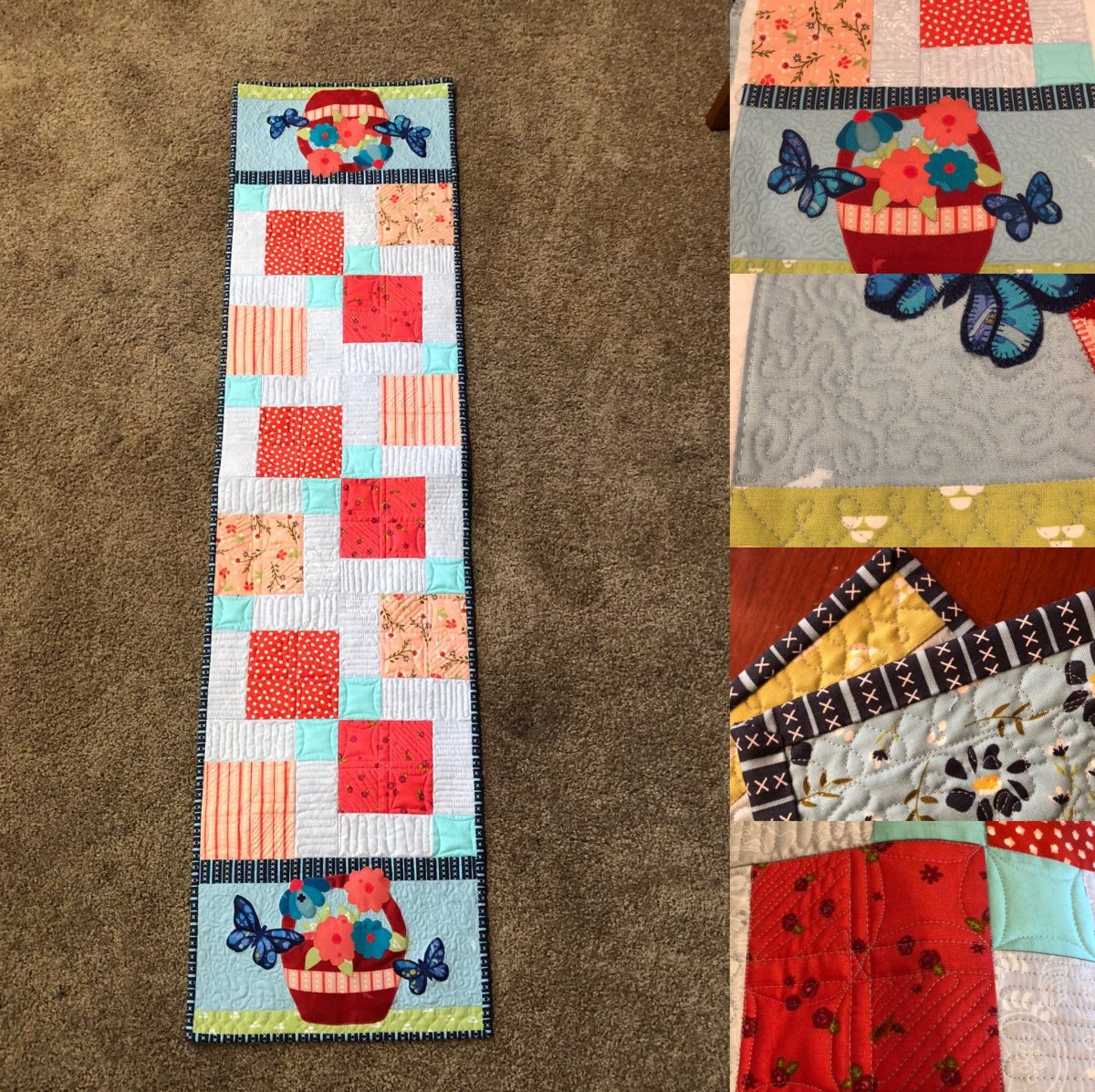 Quilt Diary:  May Easy Pieced Table Runner Finish!!!