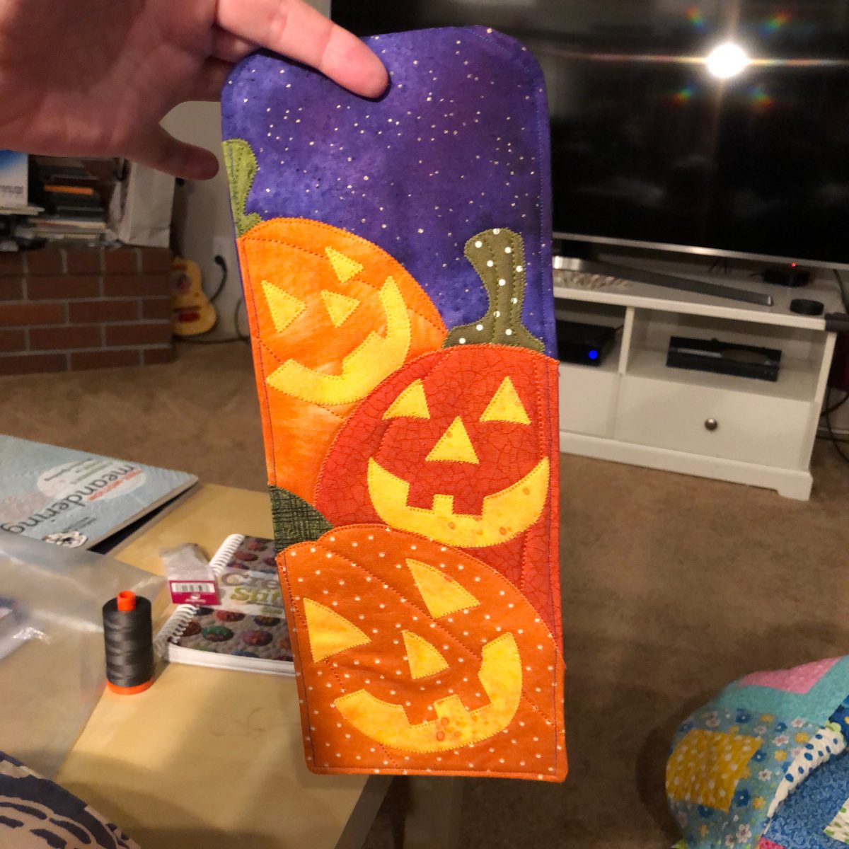 Quilt Diary:  Another Finish! – Jack ‘O Lantern A-door-nament Wall Hanging