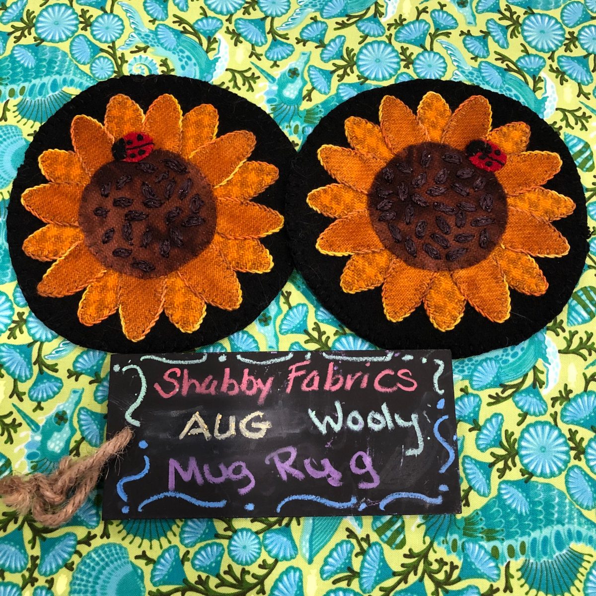 Quilt Diary:  Sunflower Wooly Mug Rug Finish-Better late than never